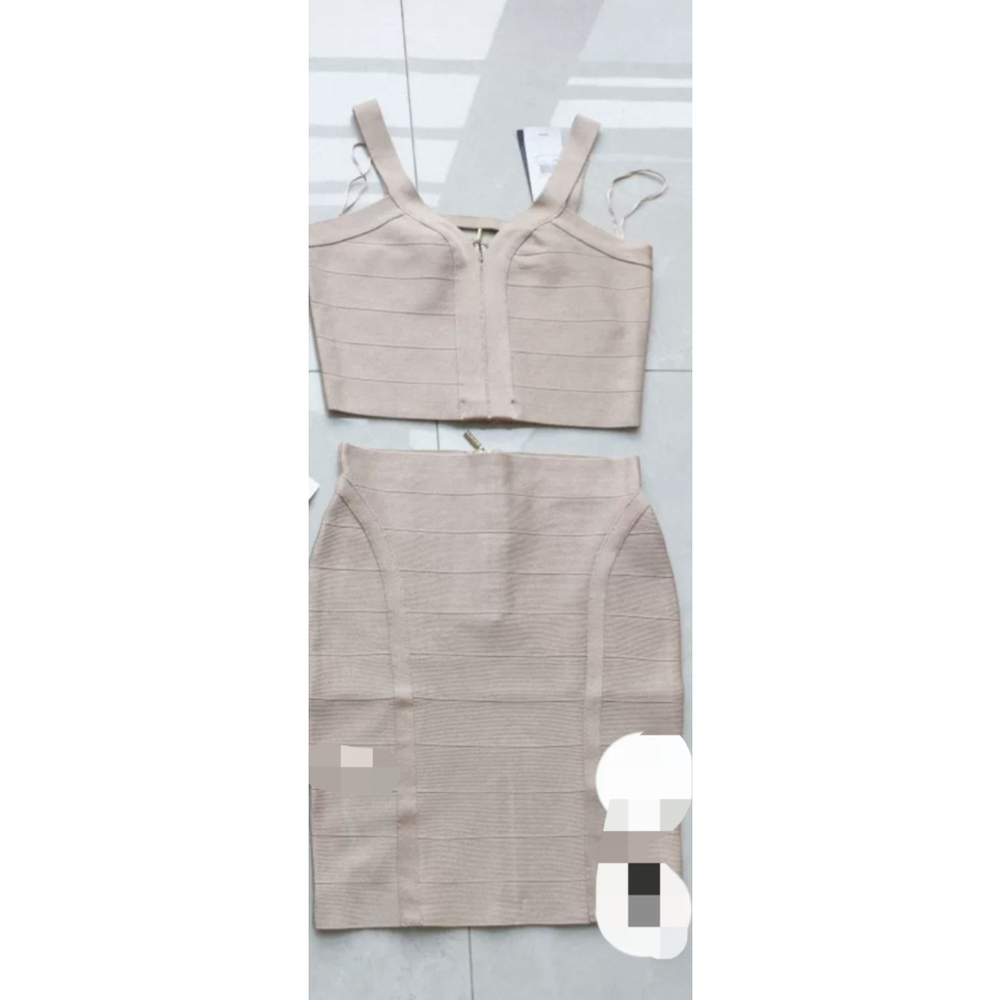GUESS Mirage Bandage crop top skirt set in Beige size S - Picture 4 of 4